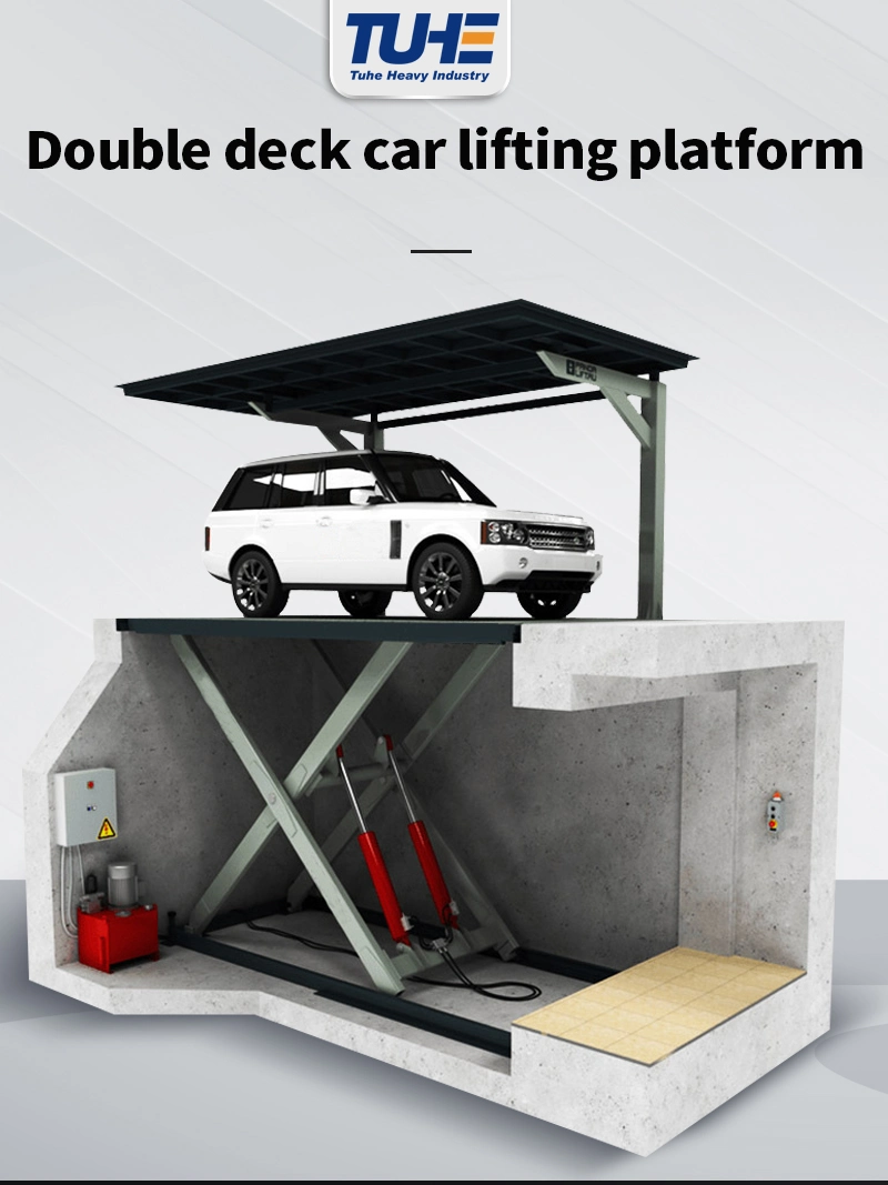 CE Customized Heavy Duty Double Desk Underground Villa Garage Vertical Vehicle Hoist Hydraulic Electirc Fixed Stationary Scissor Home Car Parking Lift