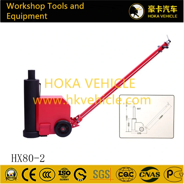 Europe High Quality 80t Pneumatic Hydraulic Jack Hx80-2 for Heavy Duty Truck and Bus Workshop