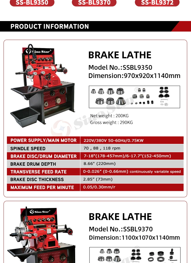 High Quality Fast and Slow Setting Allow Cutting Rotor Brake Disc/Drum Lathe for Cars and Trucks Ss-Bl9370